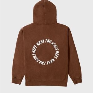NEW TWIN FLAMES WHEN TWO SOULS MEET BROWN HOODIE SZ SMALL S